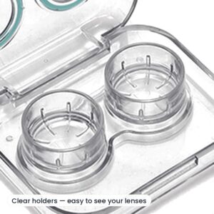 Close-up of the clear lens holders in the Crystal Travel Kit