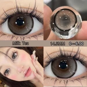 Milk Tea contact lenses 14.5mm, power 0 to -6.00