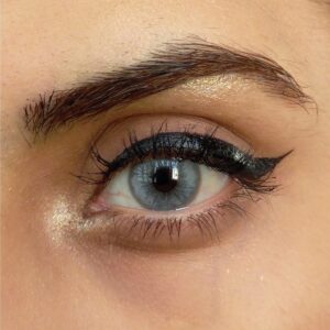 Sora Gray colored contact lens on eye